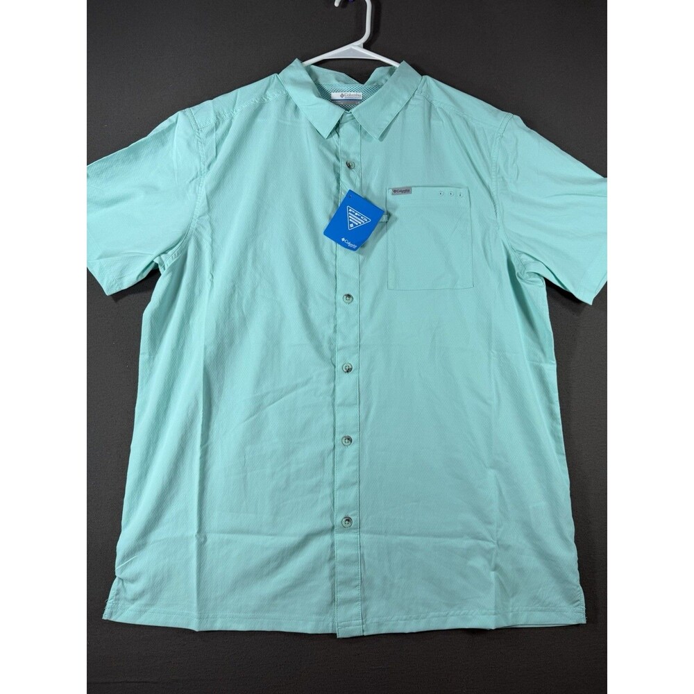 Columbia Shirt Mens Large Bluefin Winds Camp Outdoor omni shade Wick Fishing New
